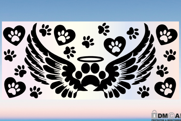 Dog Paw Wings Heart 16oz Libbey Wrap Svg Review