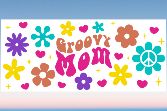 Groovy Mom Mama 16oz Libbey Wrap Svg: Graphics and Print Templates