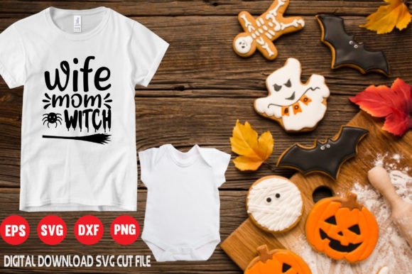 Wife Mom Witch Halloween Graphics & T-Shirt Designs